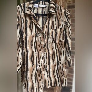 Elegant Zebra Stripe Button Down Shirt vintage